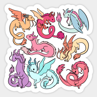 Cute colorful fantasy dragons Sticker